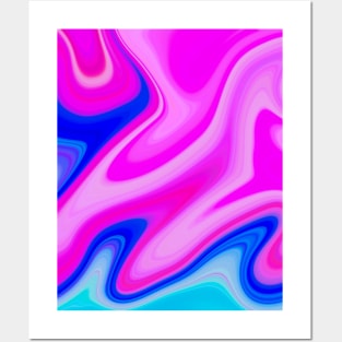 Pink blue abstract liquid fluid art Posters and Art